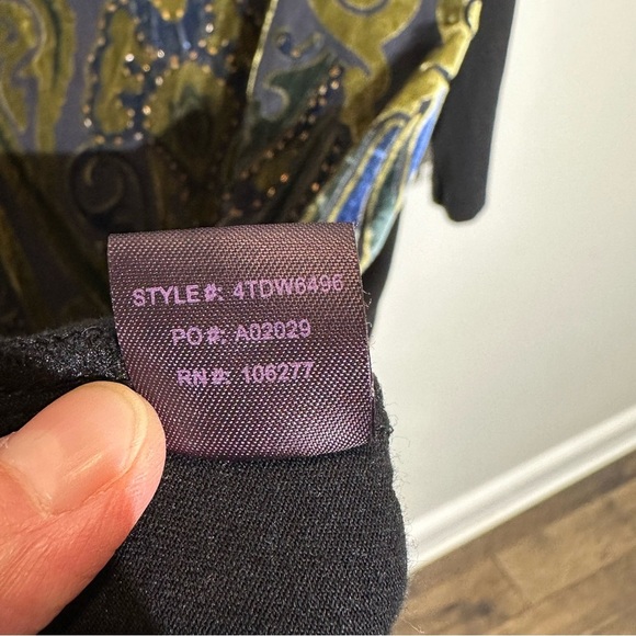 HALE BOB Velvet Burnout Long Sleeve  Silk Dress With Beads Size M - Picture 13 of 15